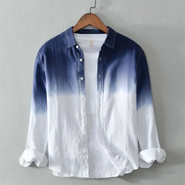 GbolsosPure Linen Shirts for Men Long Sleeve Casual Turn-down Collar Basic Classic Tops Male Fashion Solid Color Retro Clothing 2021