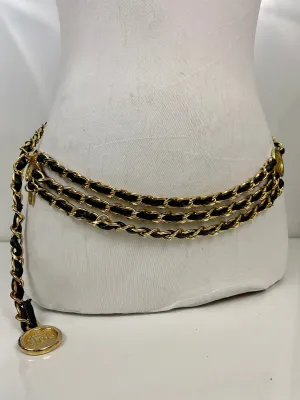 Gold &black layered waist chain belt