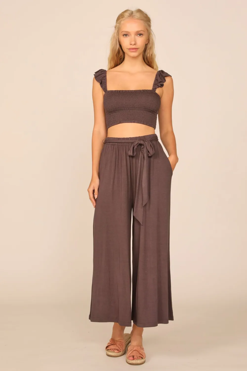 Granite Rayon Spandex Smocked Tank