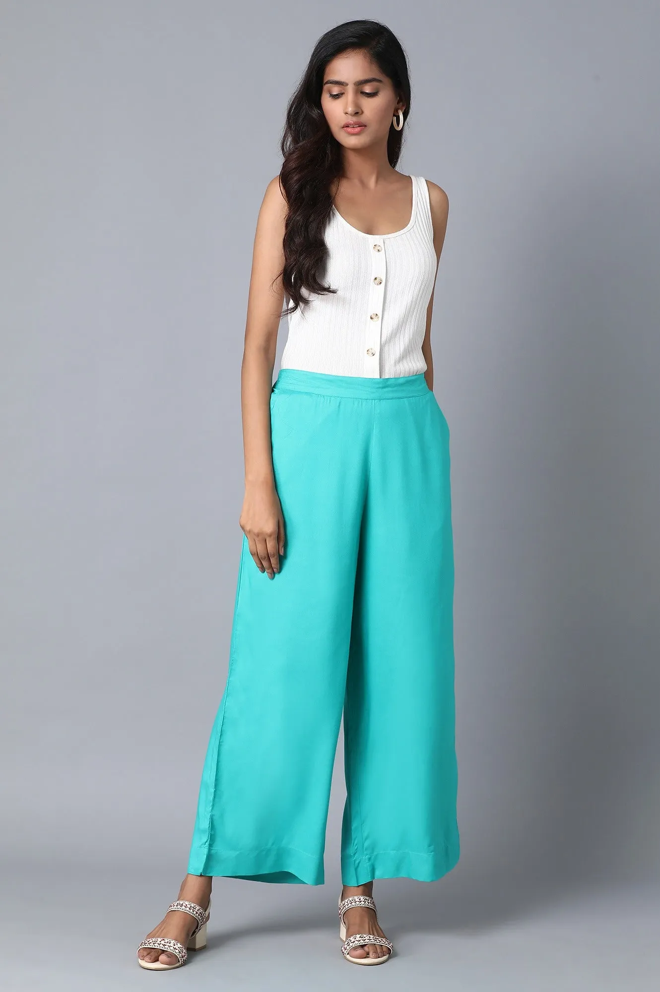 Green Loose Fit Palazzo