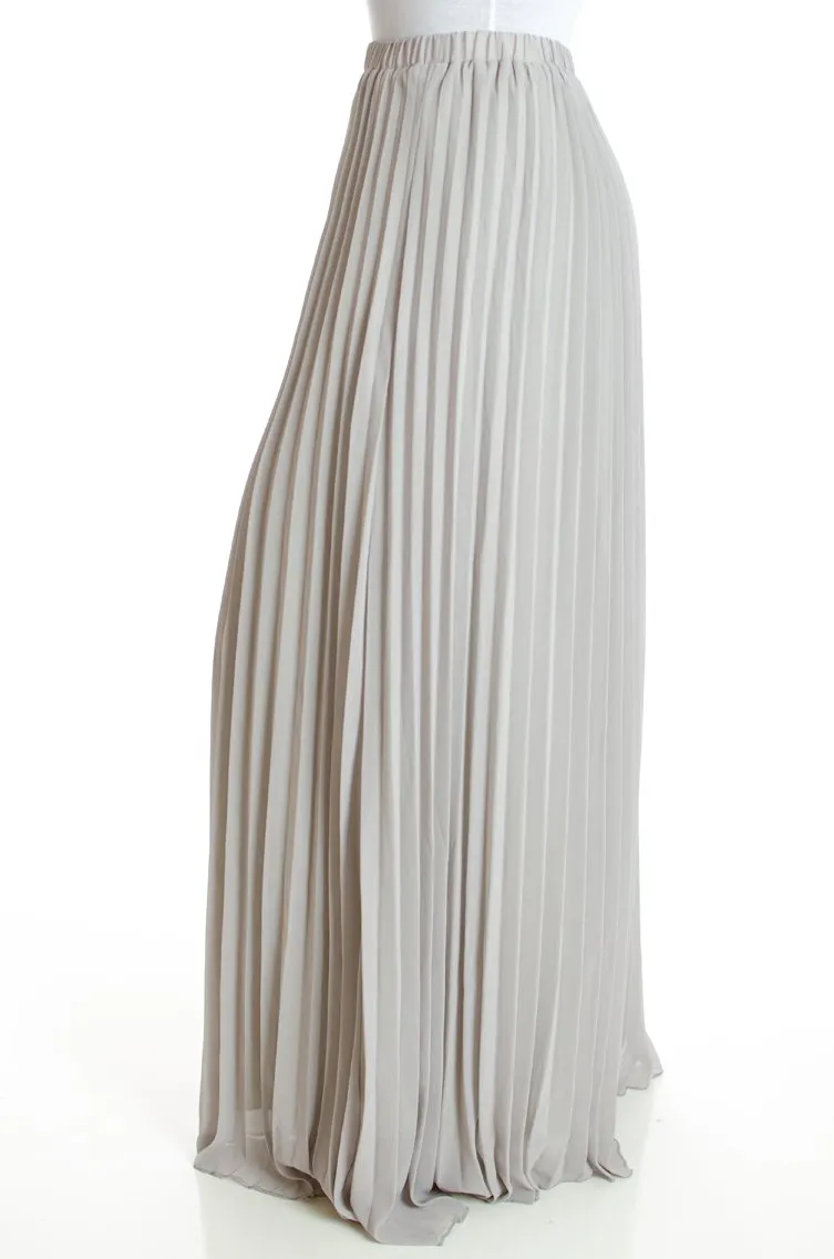 Grey pleated Maxi Skirt