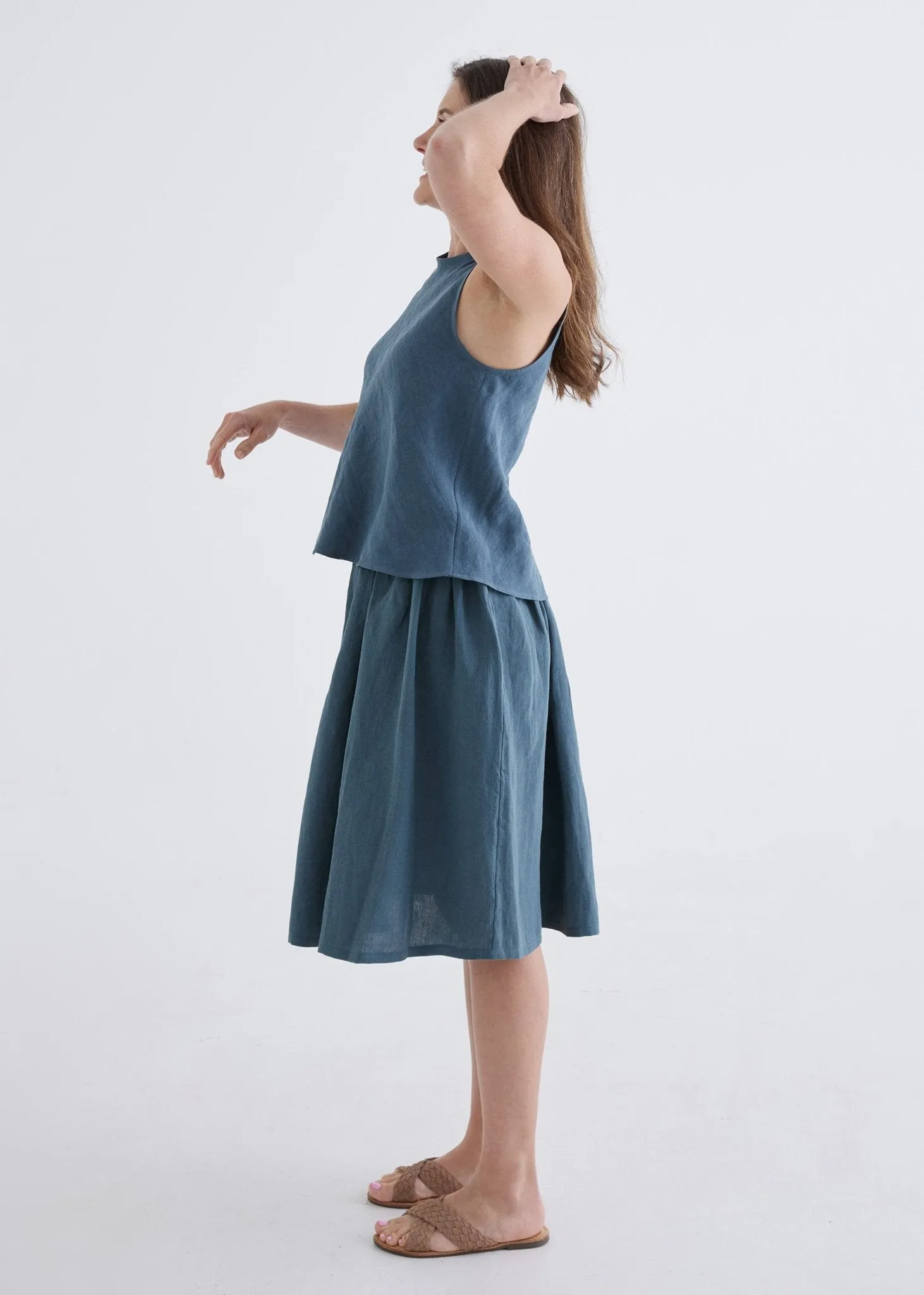 Hazel Linen Top in Deep Teal