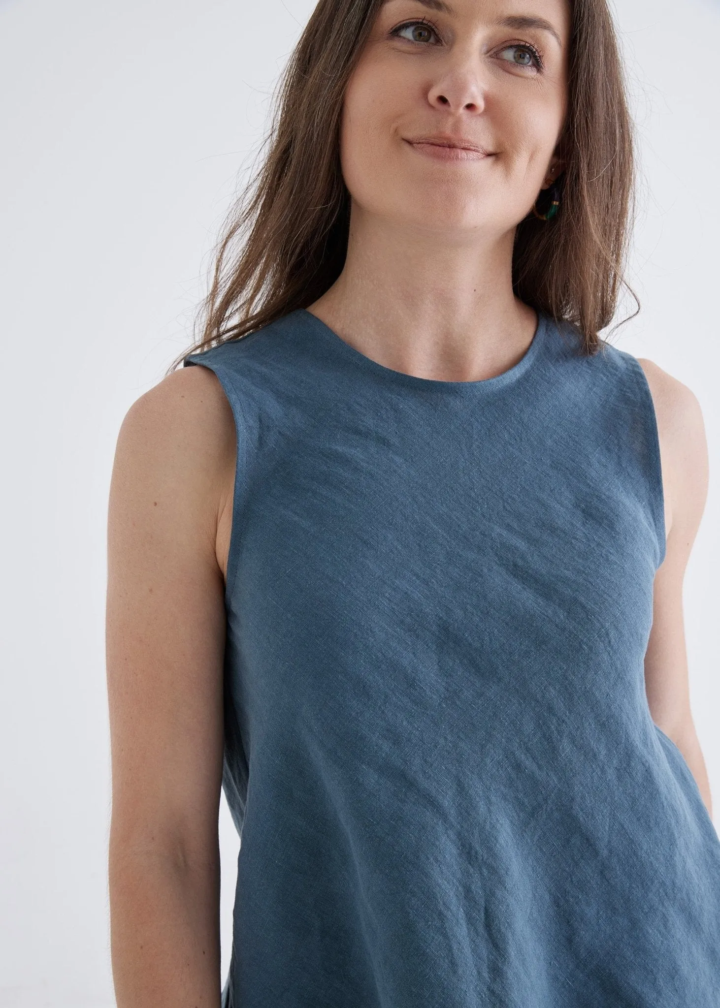 Hazel Linen Top in Deep Teal