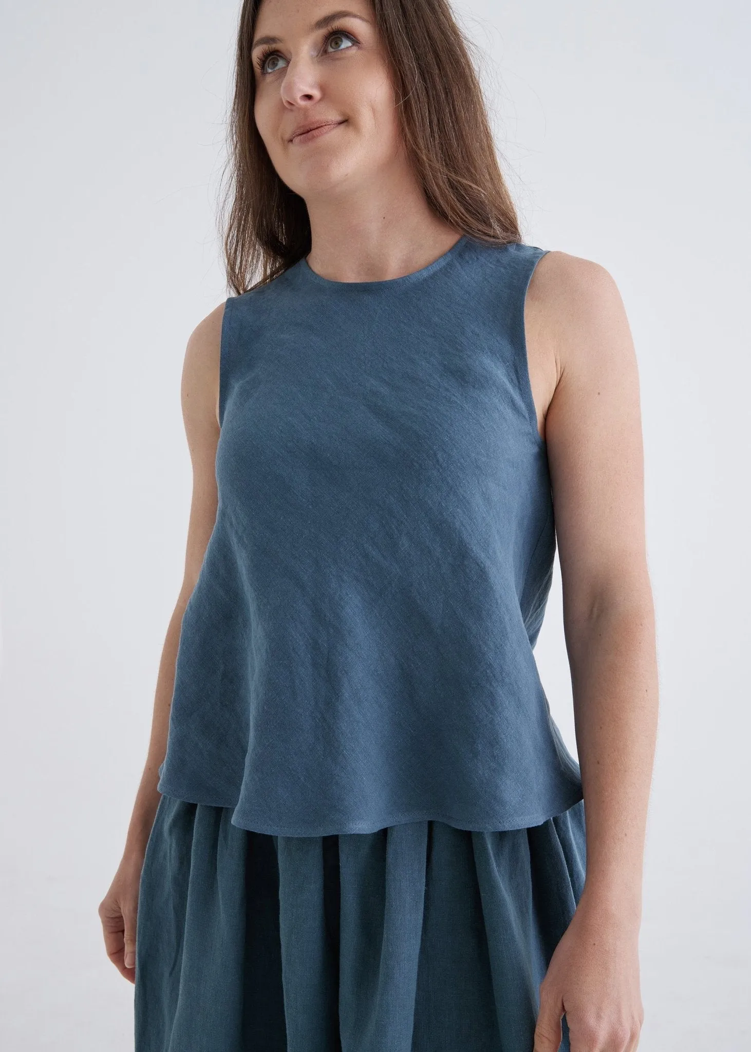Hazel Linen Top in Deep Teal