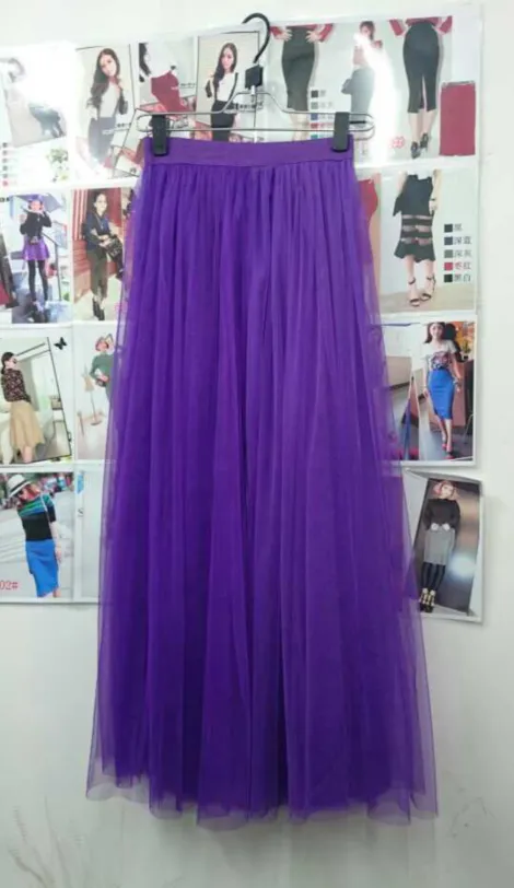 High Waist Mesh Flared Ruffled Maxi Skirt