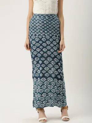 IMARA Fusion by Blue & White Printed Maxi Skirt