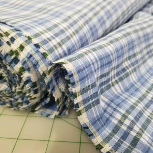 Irish 100% Pure Linen Blue and Green Plaid  Spence Bryson Linen Woven 197 GSM- by the yard
