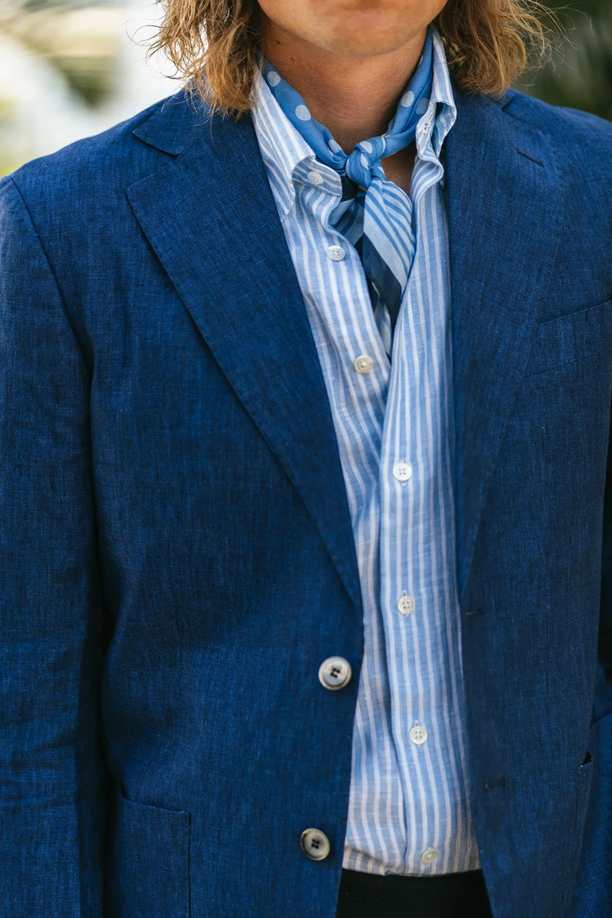 Jerry Light Blue Striped Linen Shirt