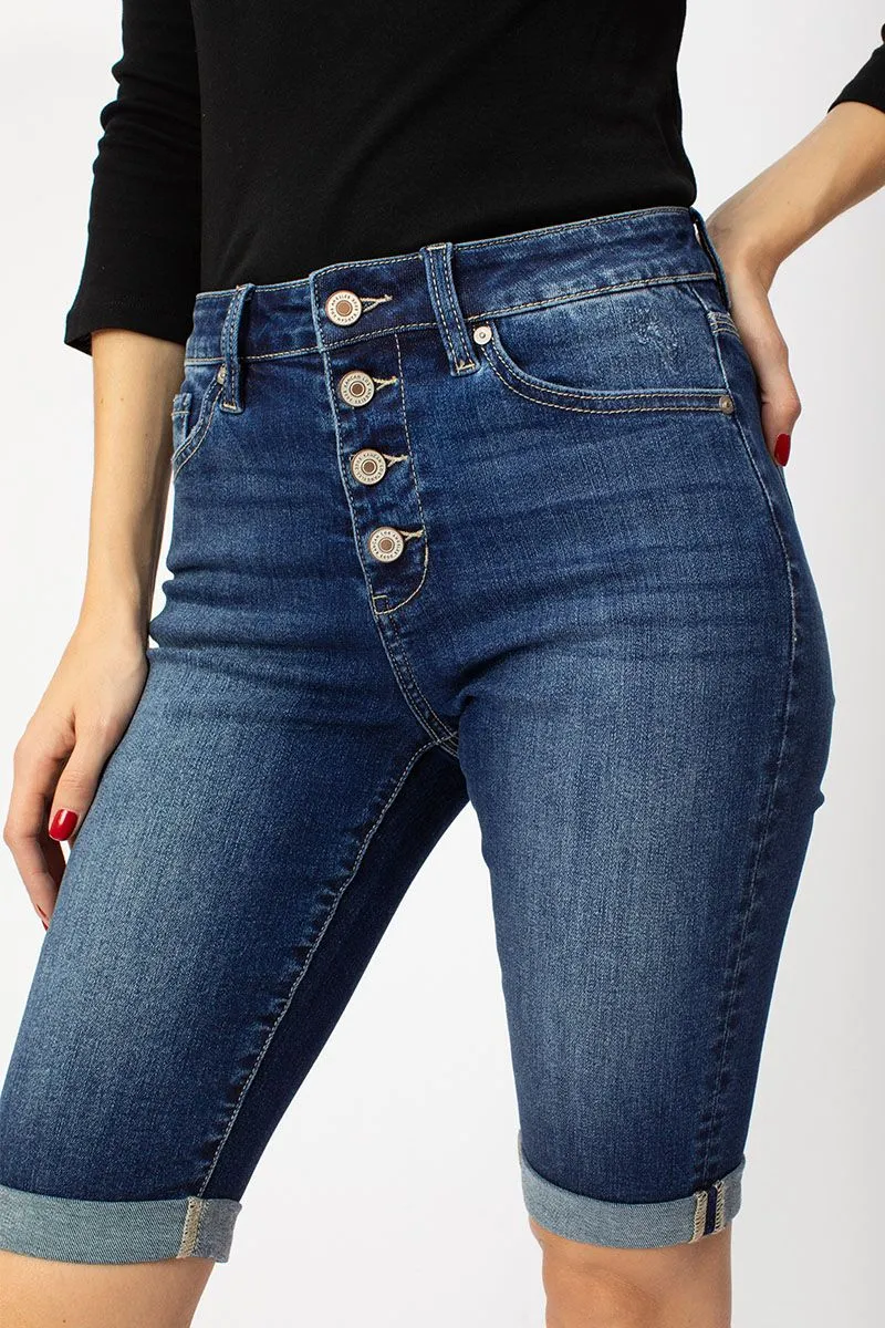 KanCan Karly High Rise Cuff Bermuda Shorts