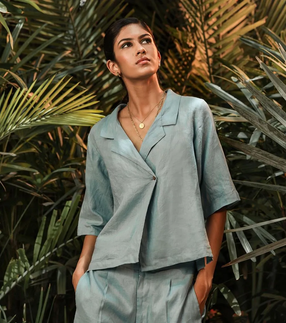 Khara Kapas   -   Co-ord set- Powder blue shirt   Shorts Bluebird Co-ord set- Powder blue shirt   Shorts Bluebird - Another Day in Paradise