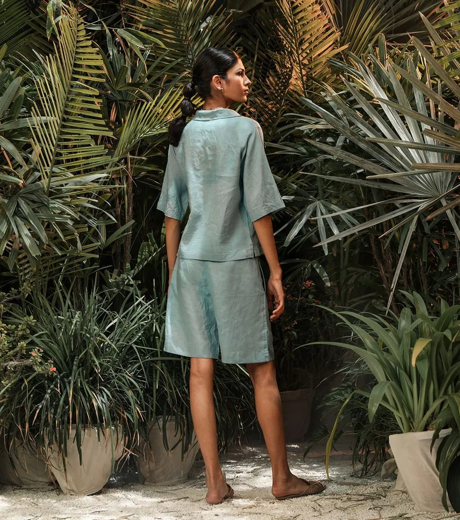 Khara Kapas   -   Co-ord set- Powder blue shirt   Shorts Bluebird Co-ord set- Powder blue shirt   Shorts Bluebird - Another Day in Paradise