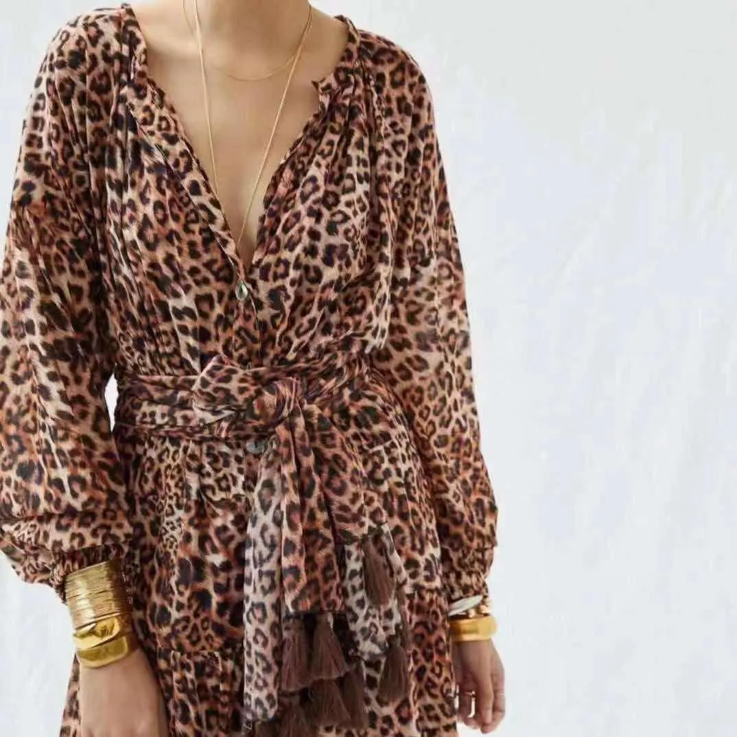 KittenAlarm - Felice Allover Leopard Print Maxi Dress