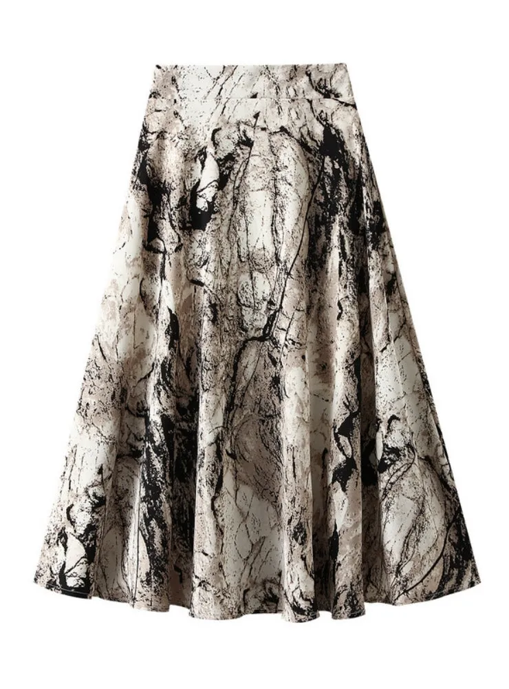 Landscape Painting Print Chiffon Big Pendulum Skirt