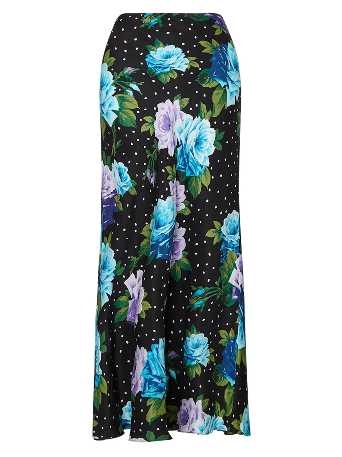 Layla Blue Painted Rose Midi Skirt