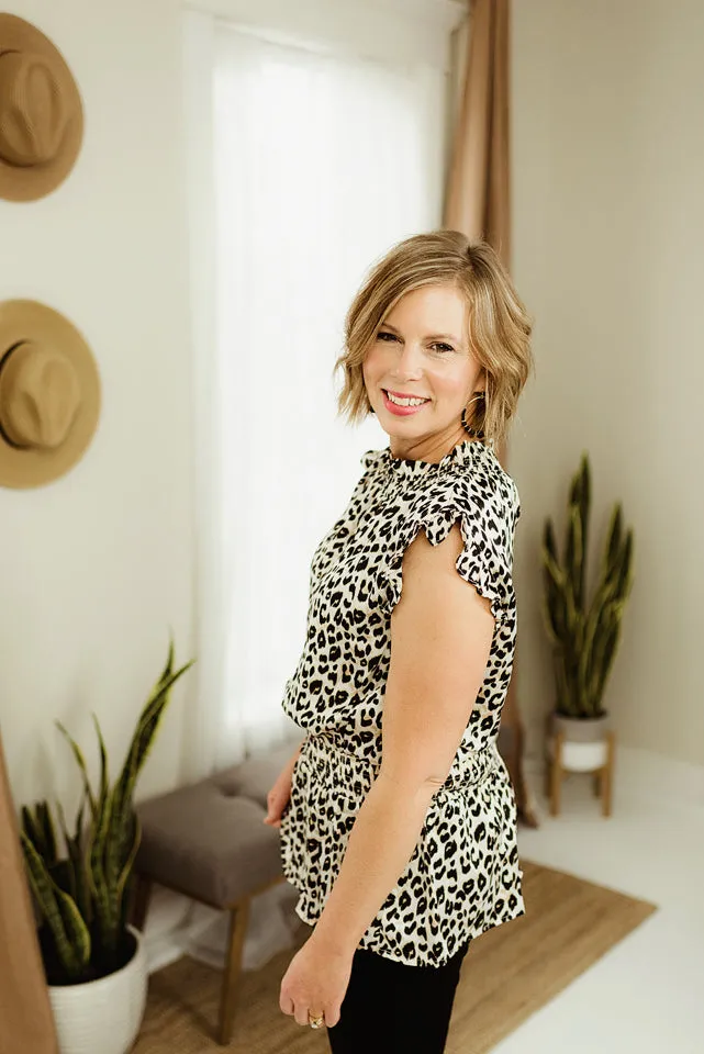 Leopard Smock Waist Top