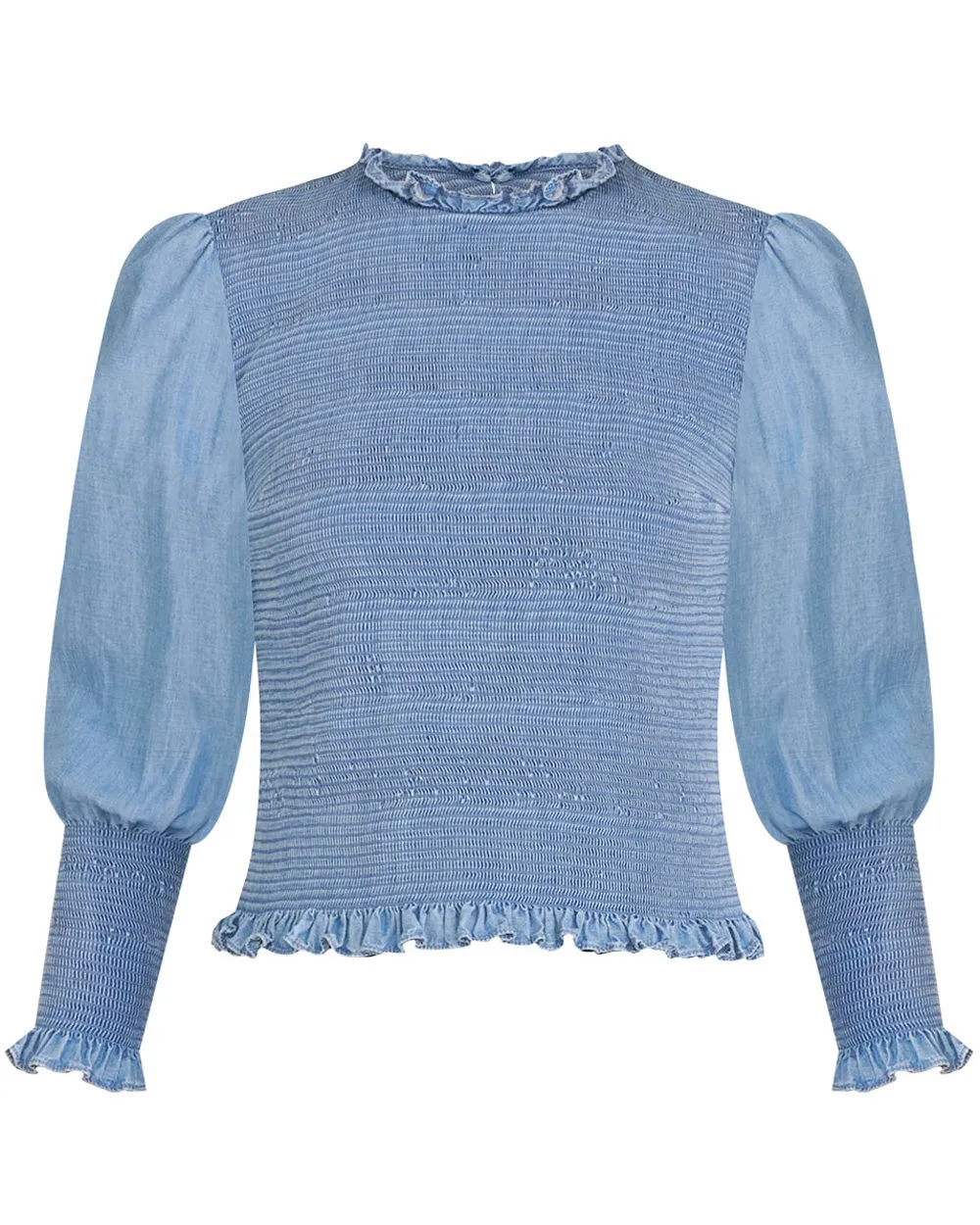 Light Indigo Smocked Idony Blouse