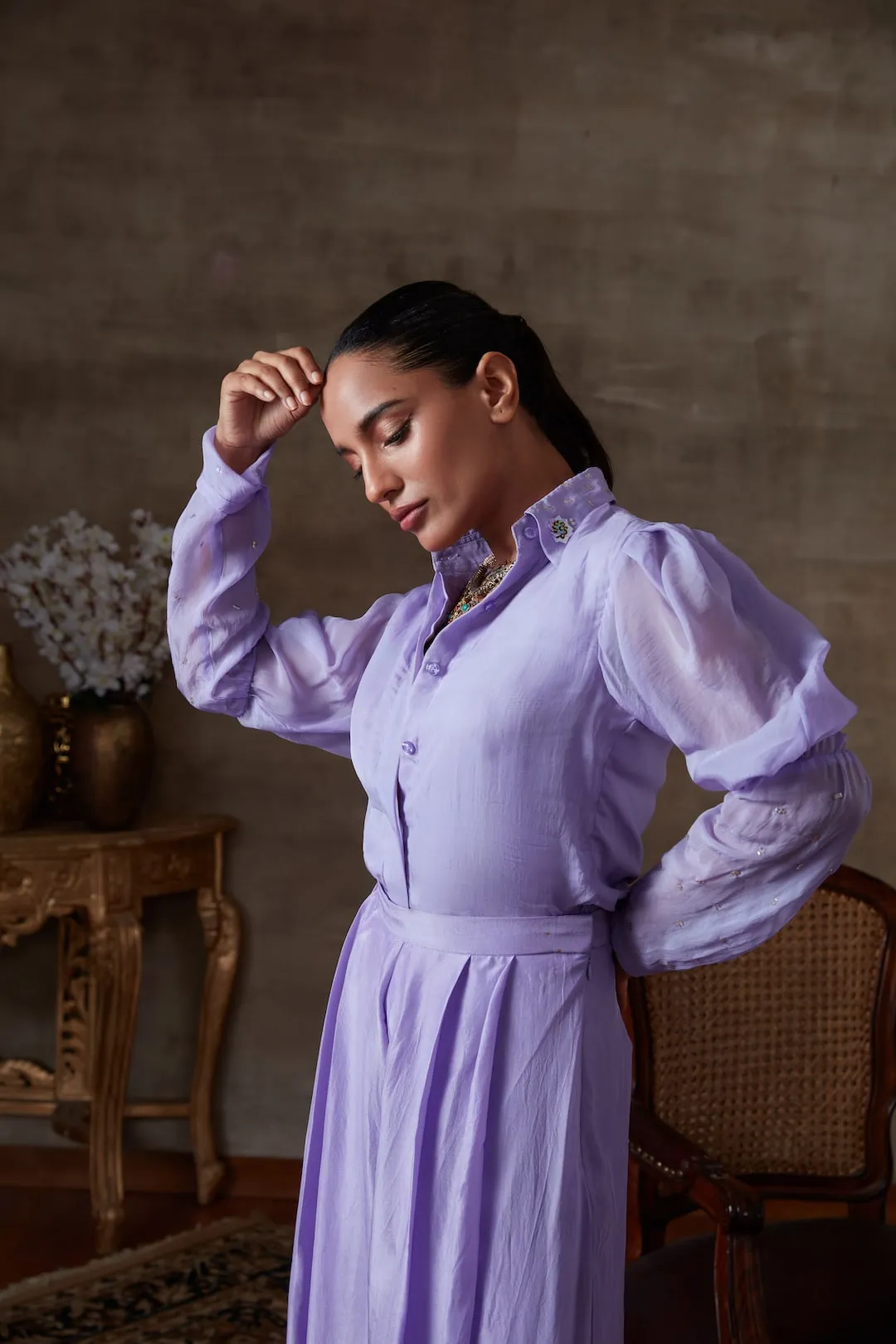 Lilac shirt with Palazzo