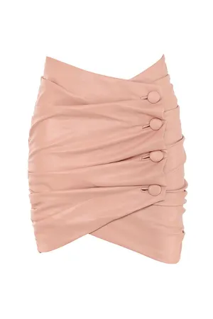 Lily Blush Vegan Leather Wrap Mini Skirts