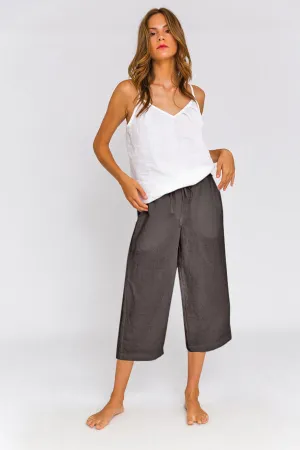 Linen Bermuda shorts for women lead grey - Carla