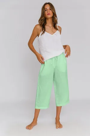 Linen Bermuda shorts for women mint green - Carla