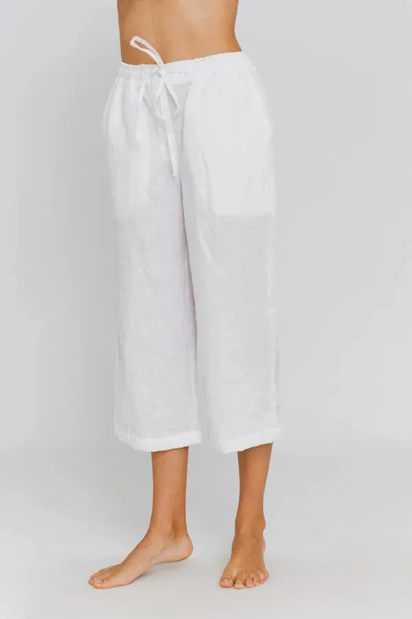 Linen Bermuda shorts for women white - Carla