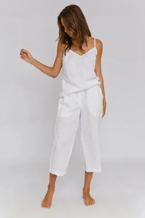 Linen Bermuda shorts for women white - Carla