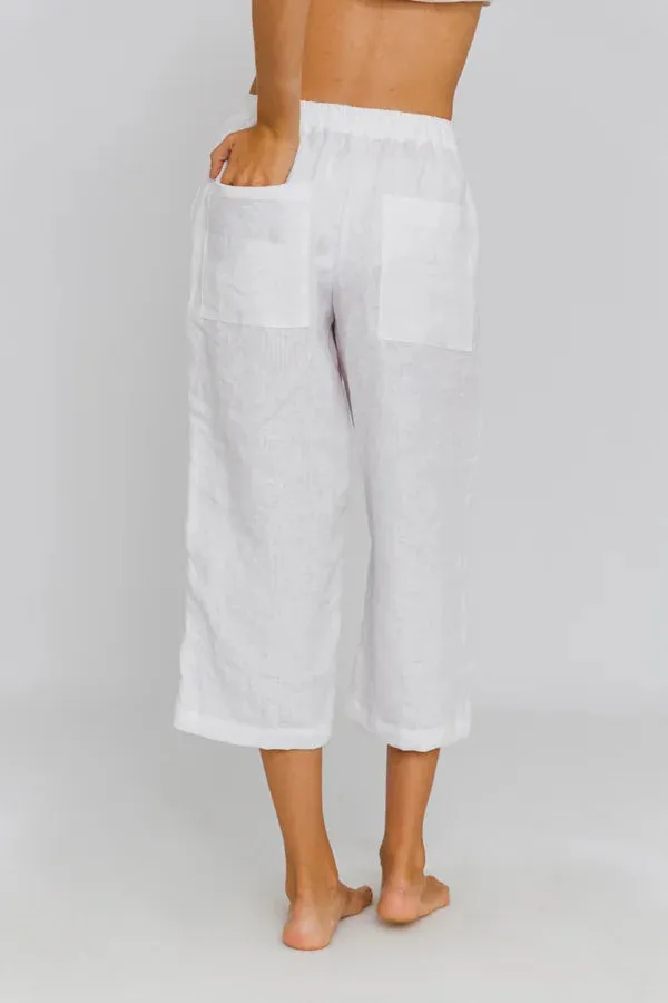 Linen Bermuda shorts for women white - Carla