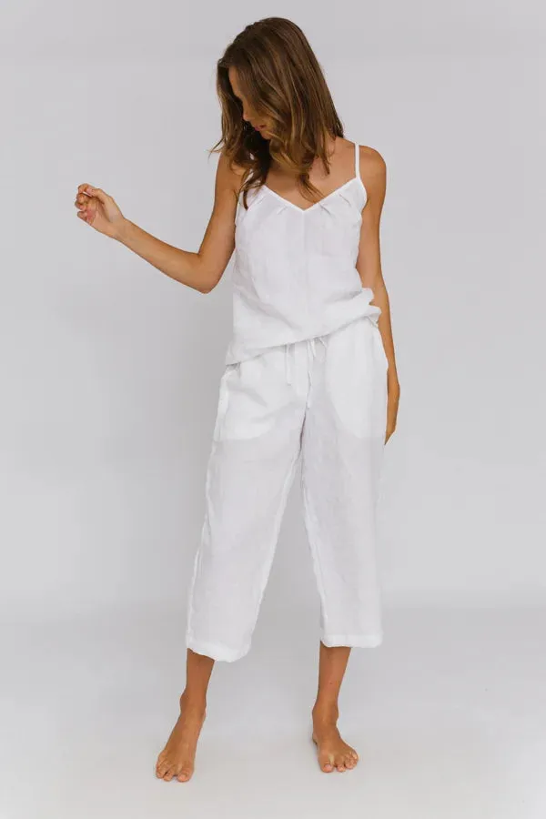 Linen Bermuda shorts for women white - Carla