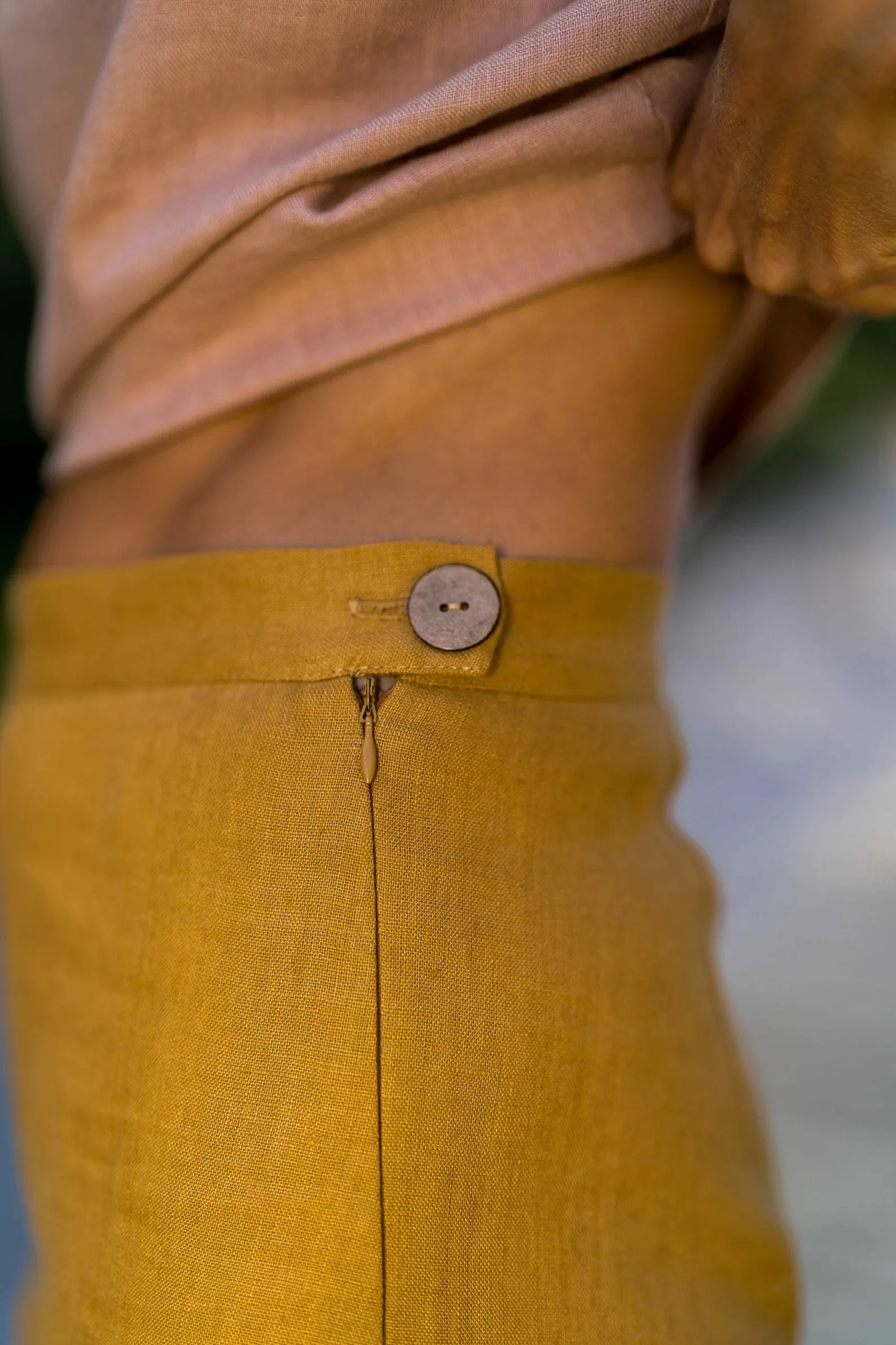 Linen Palazzo Pants KLARA In Amber Yellow