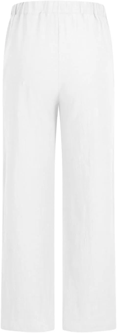 Linen Pants for Women Summer Lightweight Lounge Wide Leg Trousers Drawstring Low Waisted Palazzo Pants with Pockets