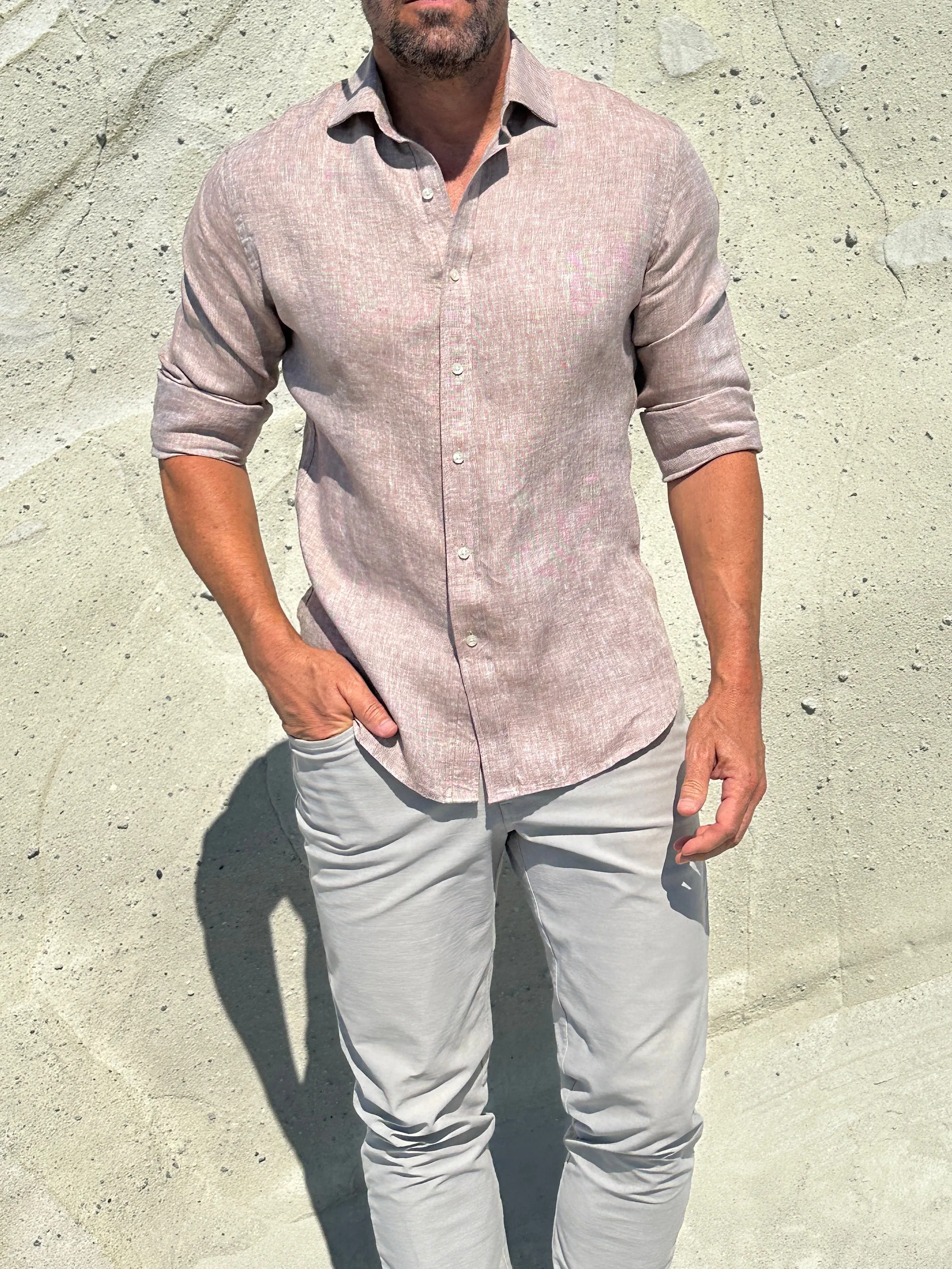 Linen Semi-Spread Collar <br> Small Batch Series