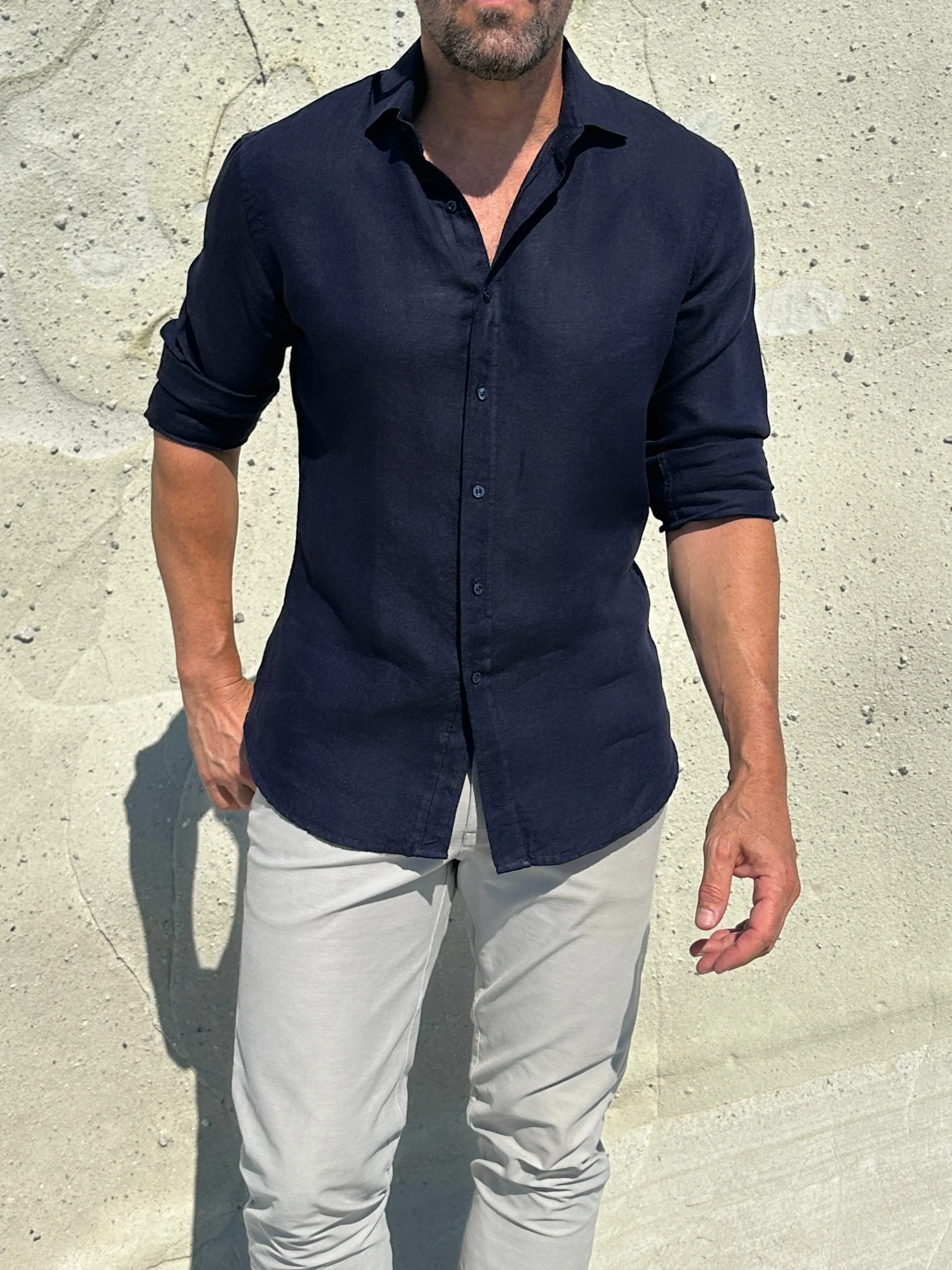Linen Semi-Spread Collar <br> Small Batch Series