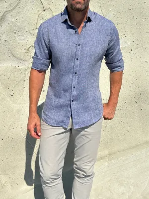 Linen Semi-Spread Collar <br> Small Batch Series