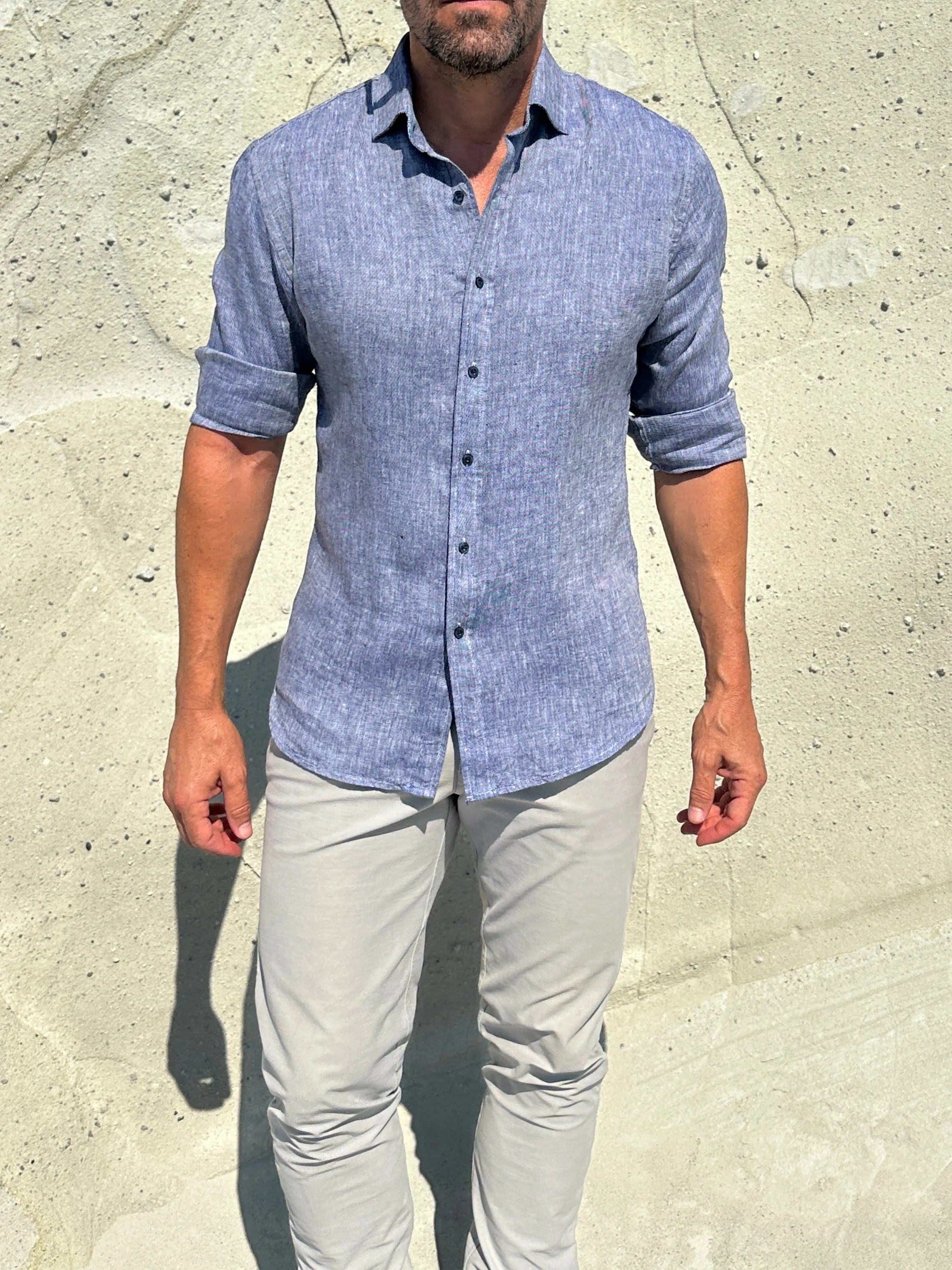 Linen Semi-Spread Collar <br> Small Batch Series