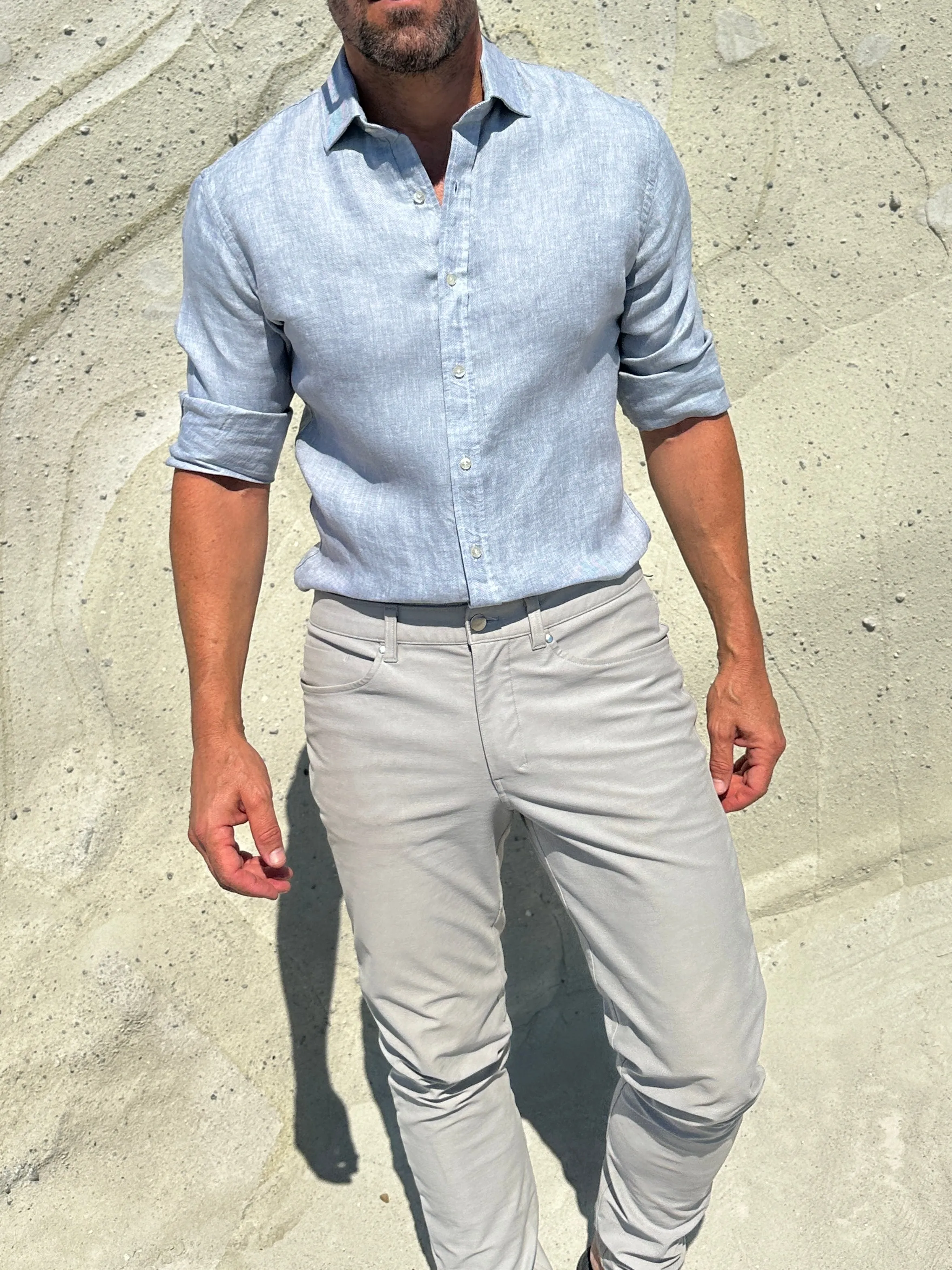 Linen Semi-Spread Collar <br> Small Batch Series