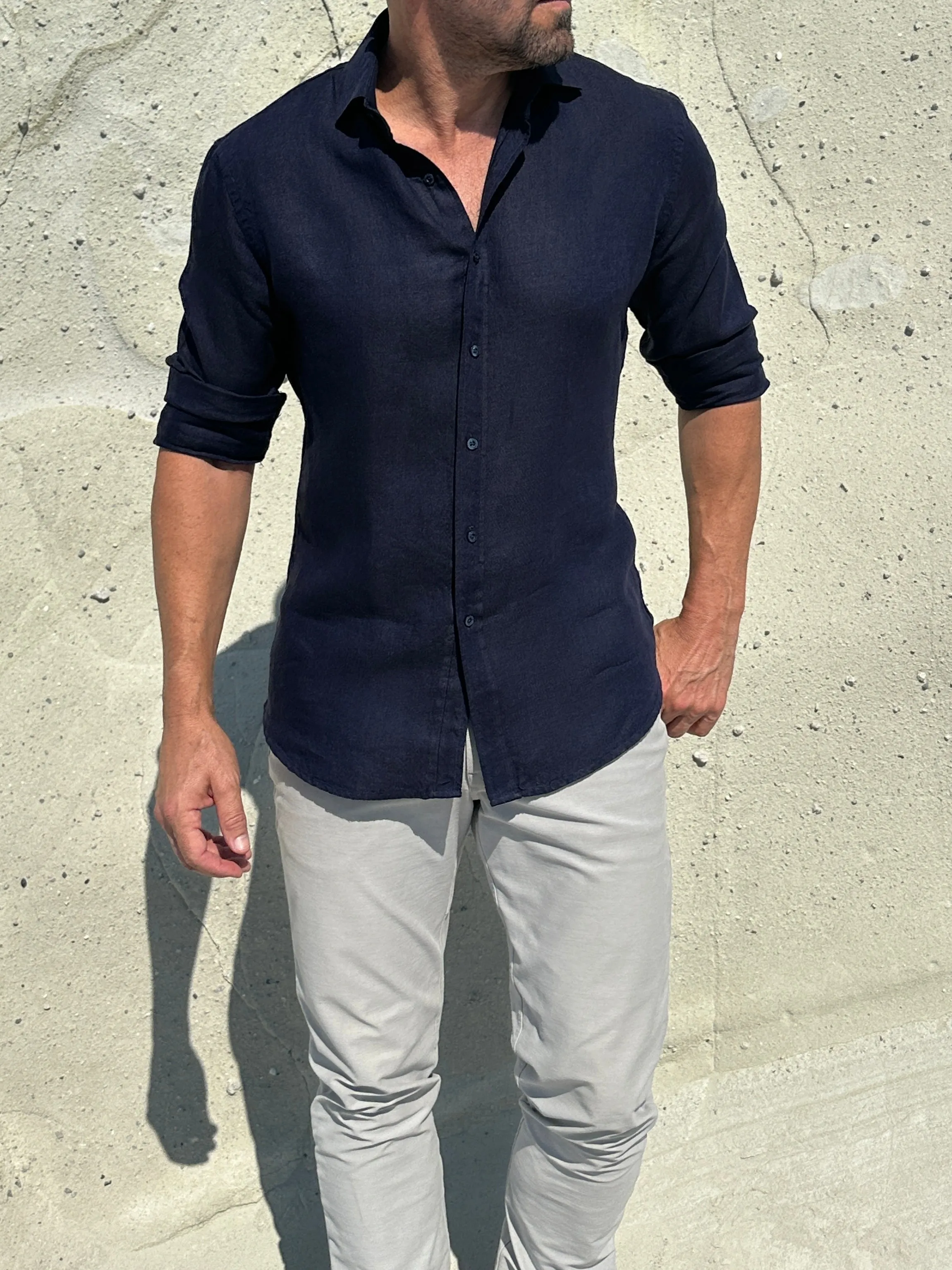 Linen Semi-Spread Collar <br> Small Batch Series