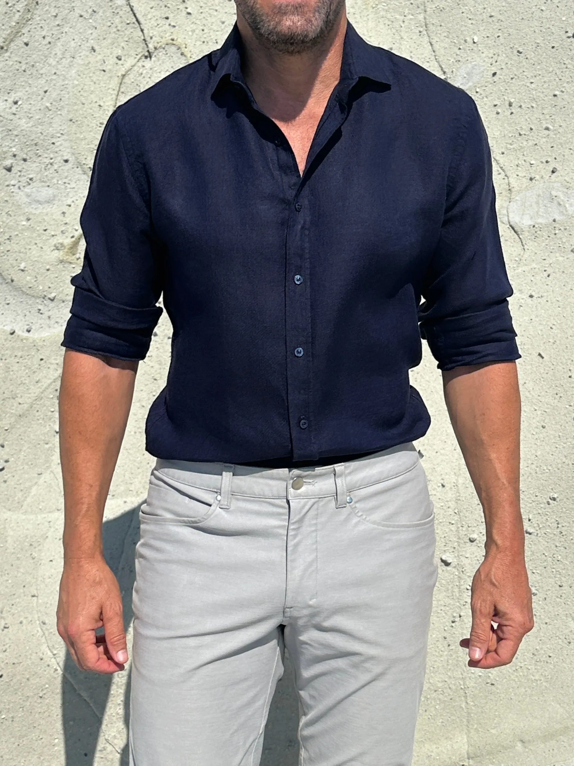 Linen Semi-Spread Collar <br> Small Batch Series