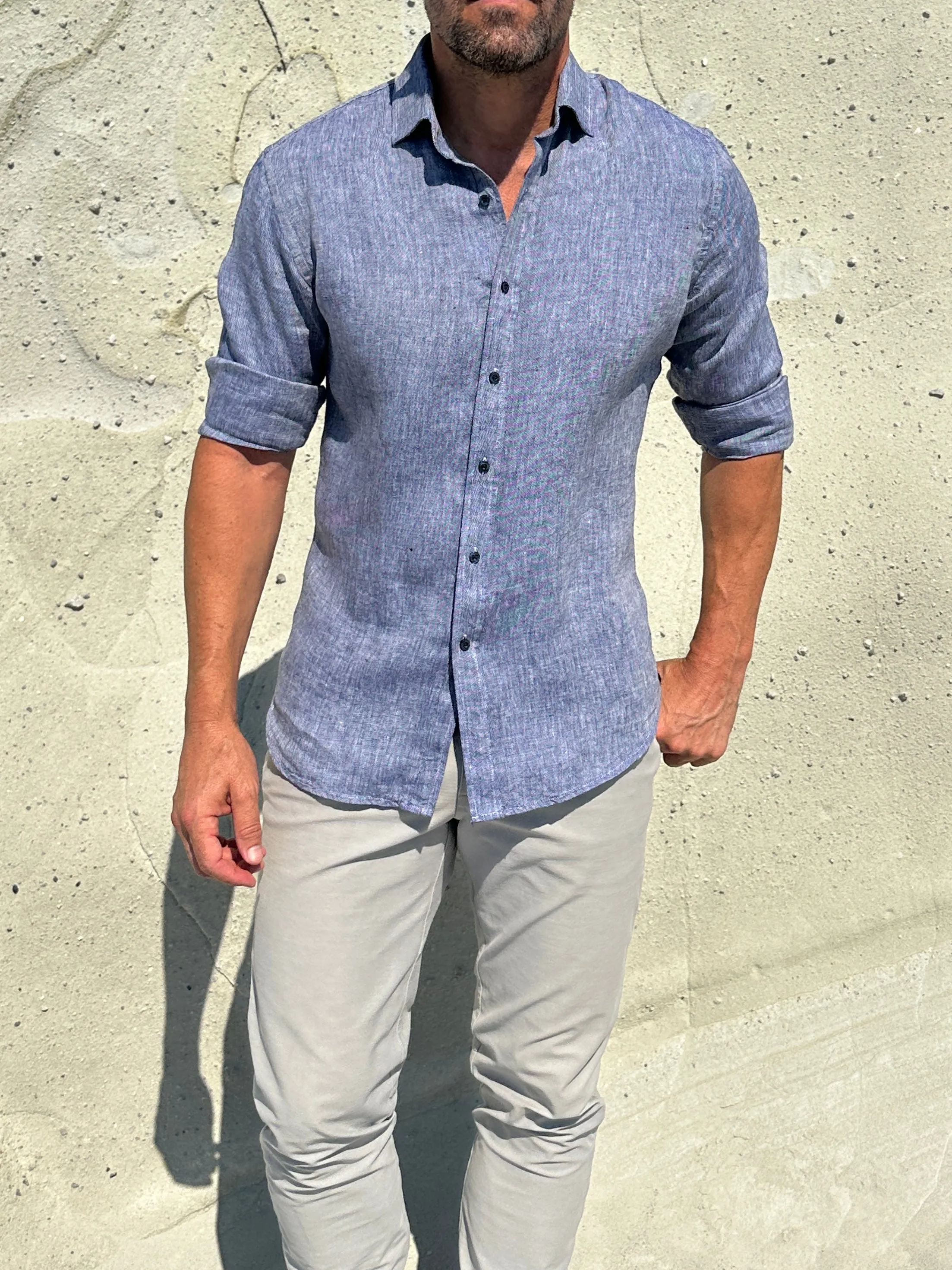 Linen Semi-Spread Collar <br> Small Batch Series