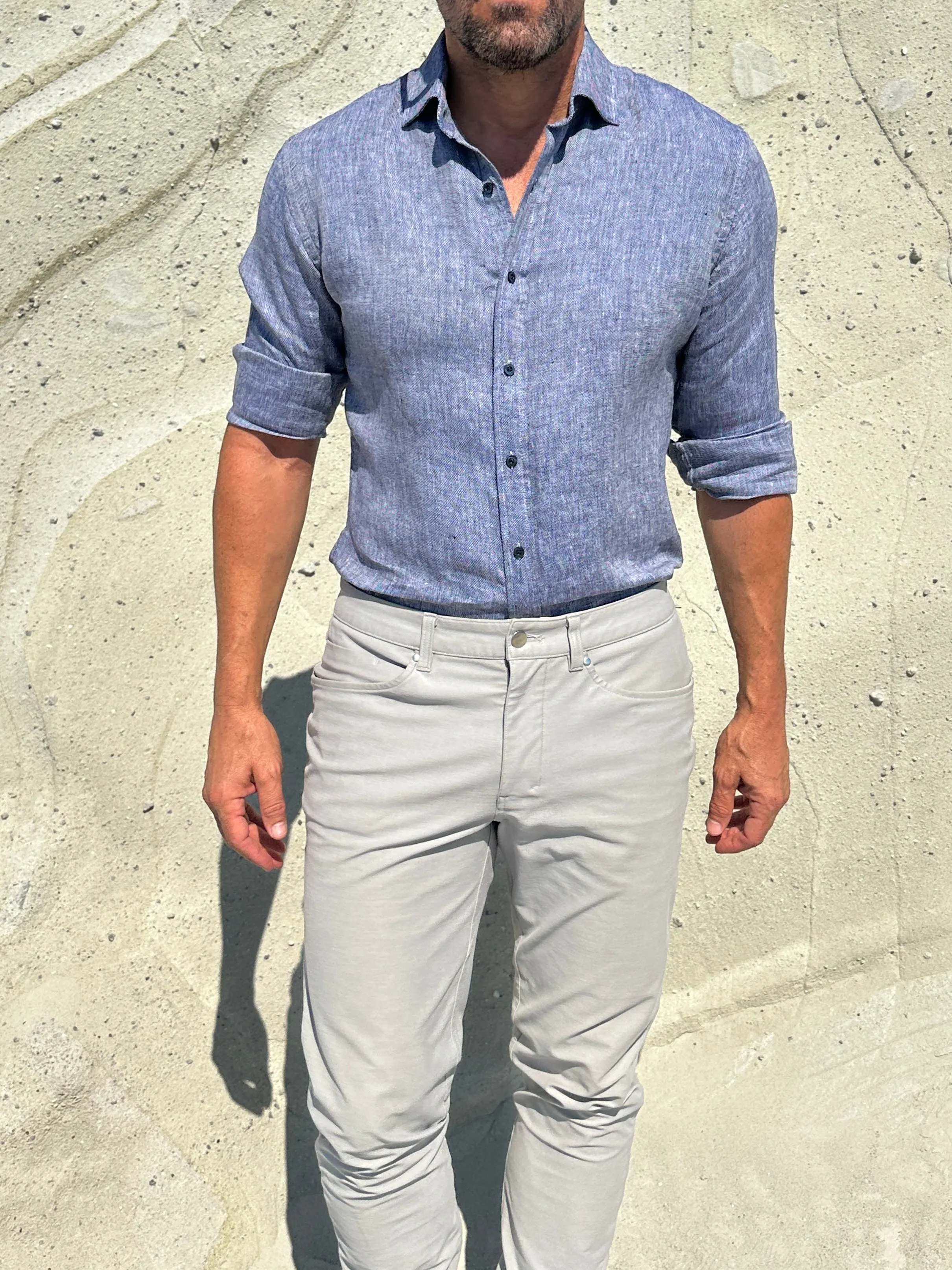 Linen Semi-Spread Collar <br> Small Batch Series