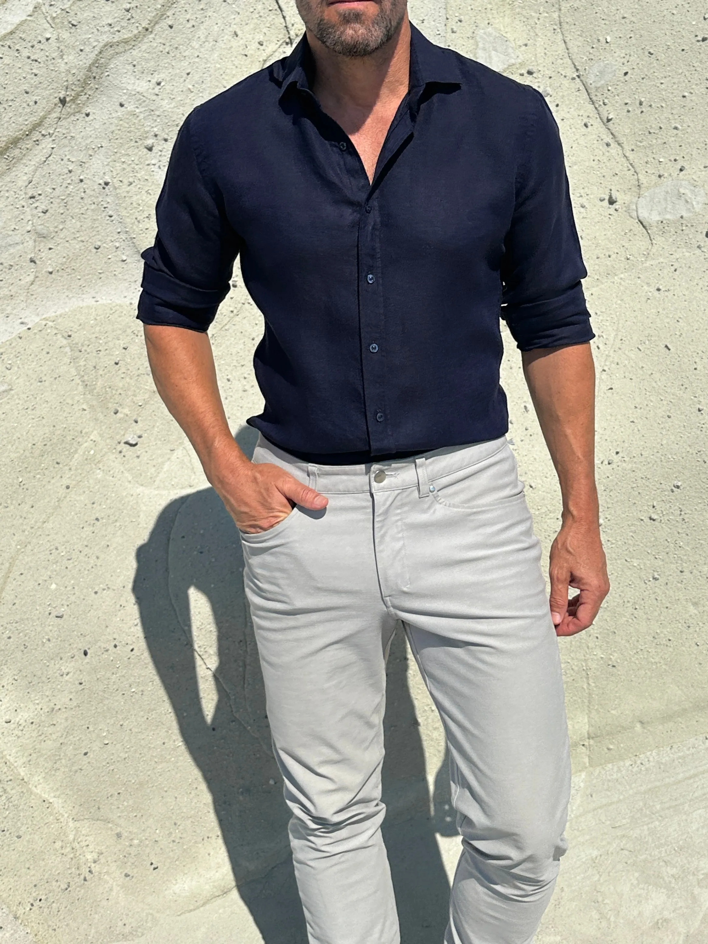 Linen Semi-Spread Collar <br> Small Batch Series