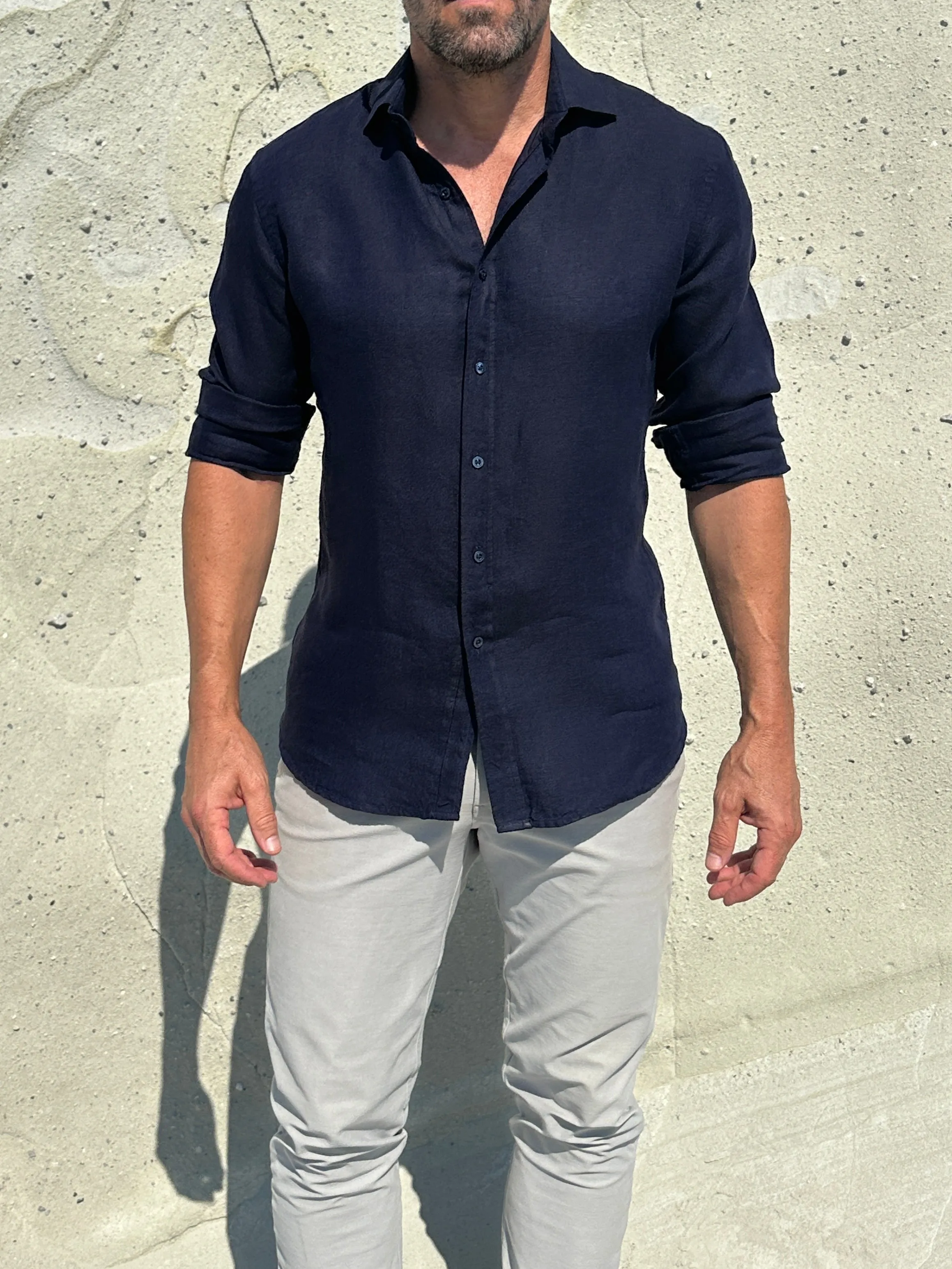 Linen Semi-Spread Collar <br> Small Batch Series