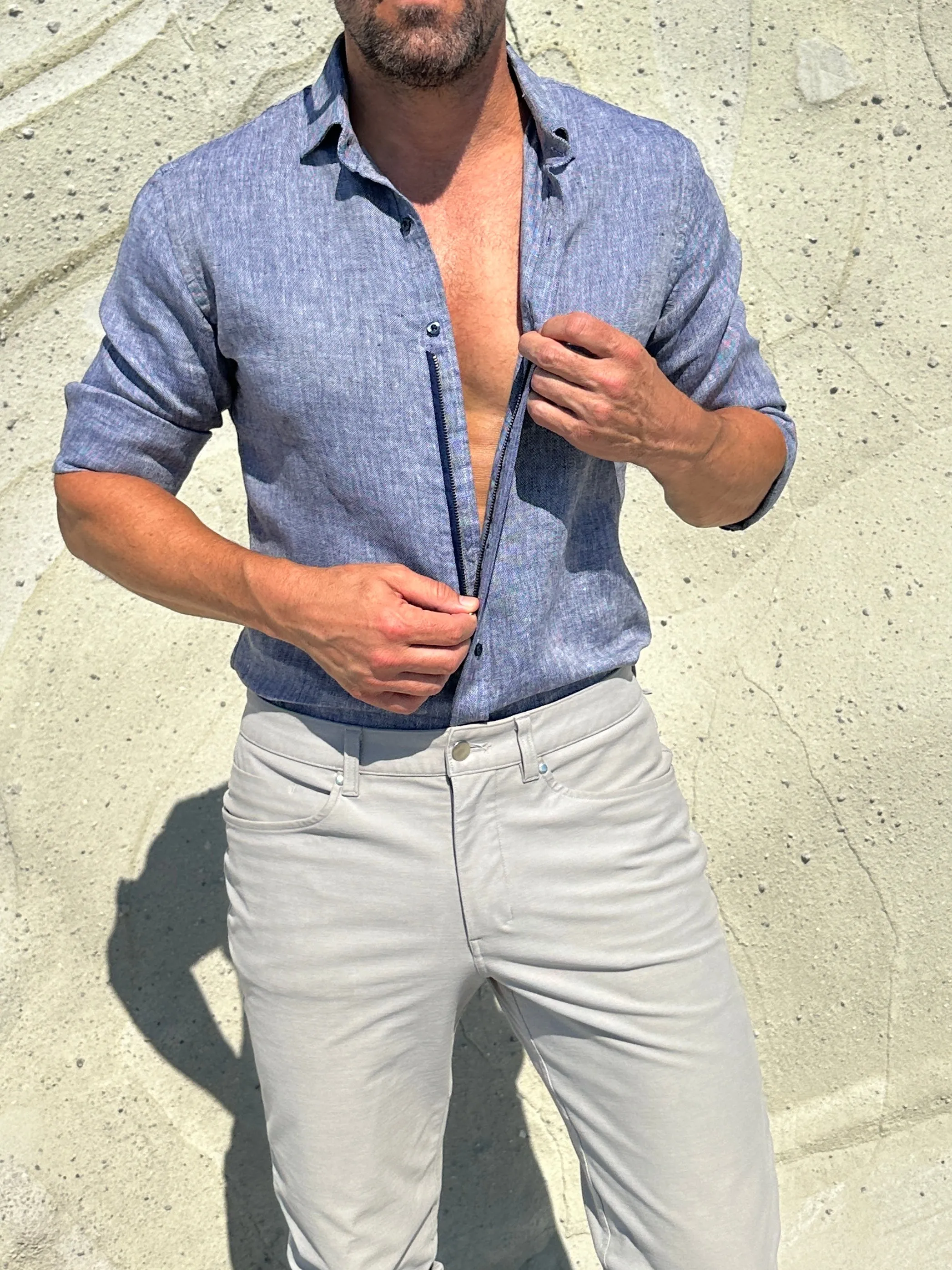 Linen Semi-Spread Collar <br> Small Batch Series