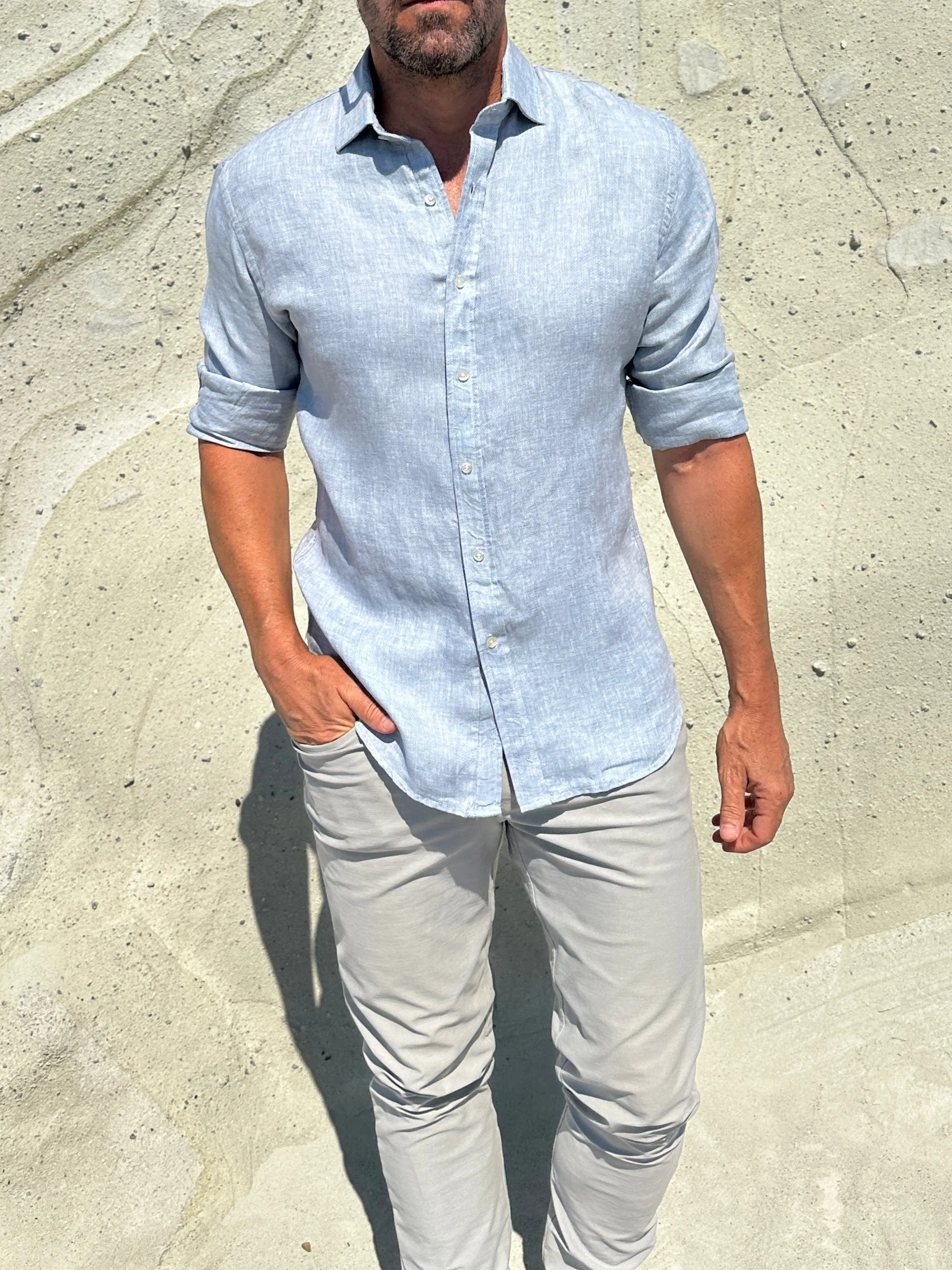 Linen Semi-Spread Collar <br> Small Batch Series