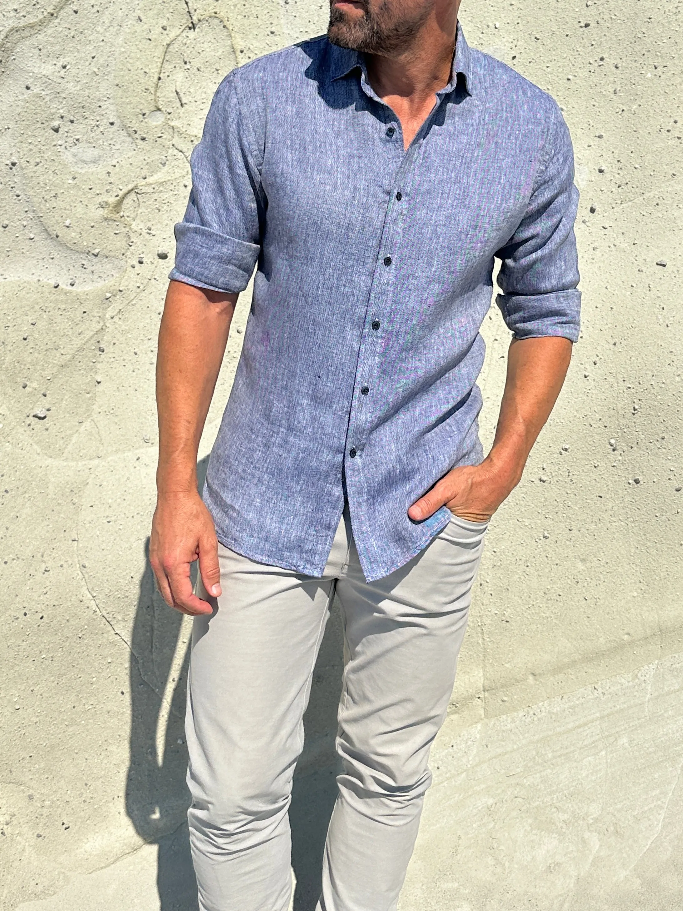Linen Semi-Spread Collar <br> Small Batch Series