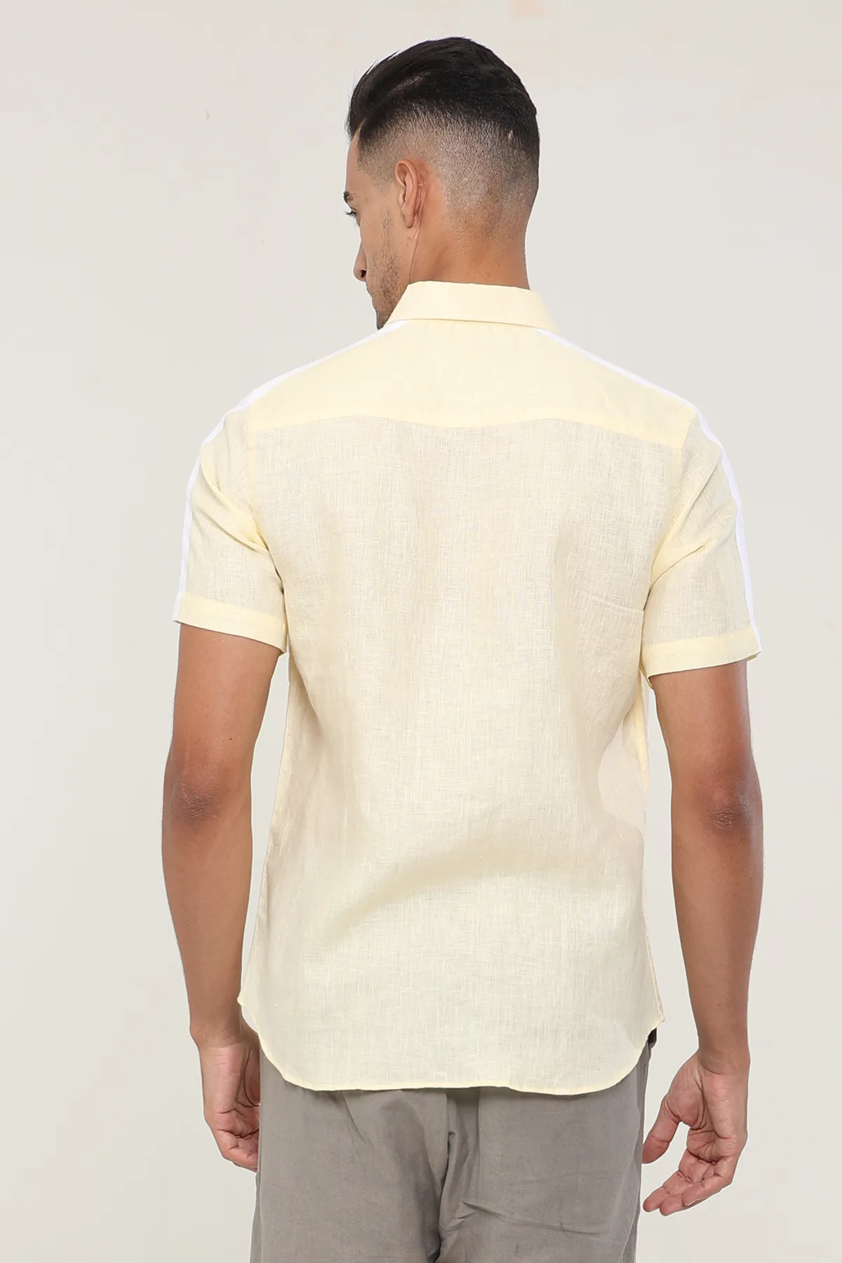 Linen Yellow Linen plain half sleeves | Style Matters