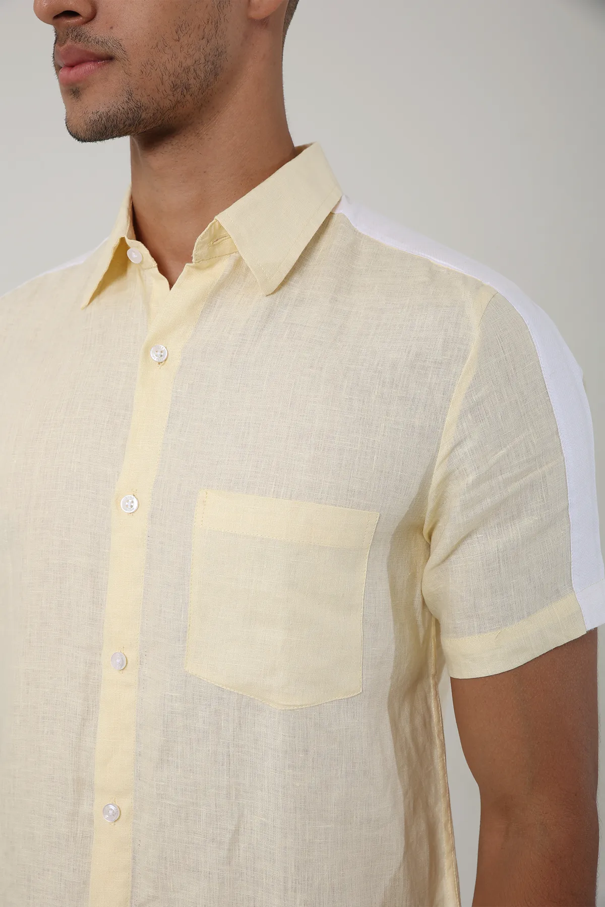 Linen Yellow Linen plain half sleeves | Style Matters