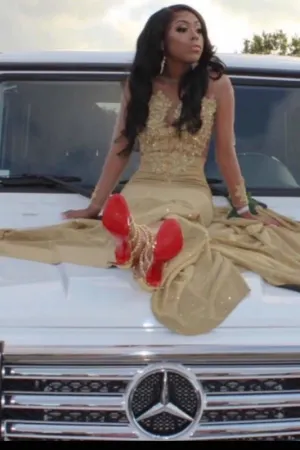 Long Sleeves Lace Appliques Mermaid Prom Dresses with Train
