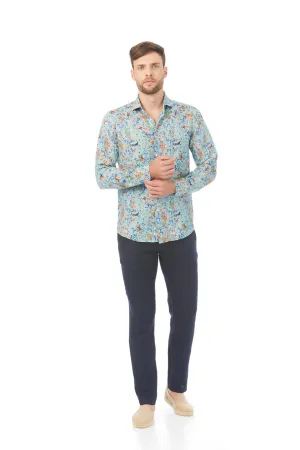 lorenzo linen shirt sky blue