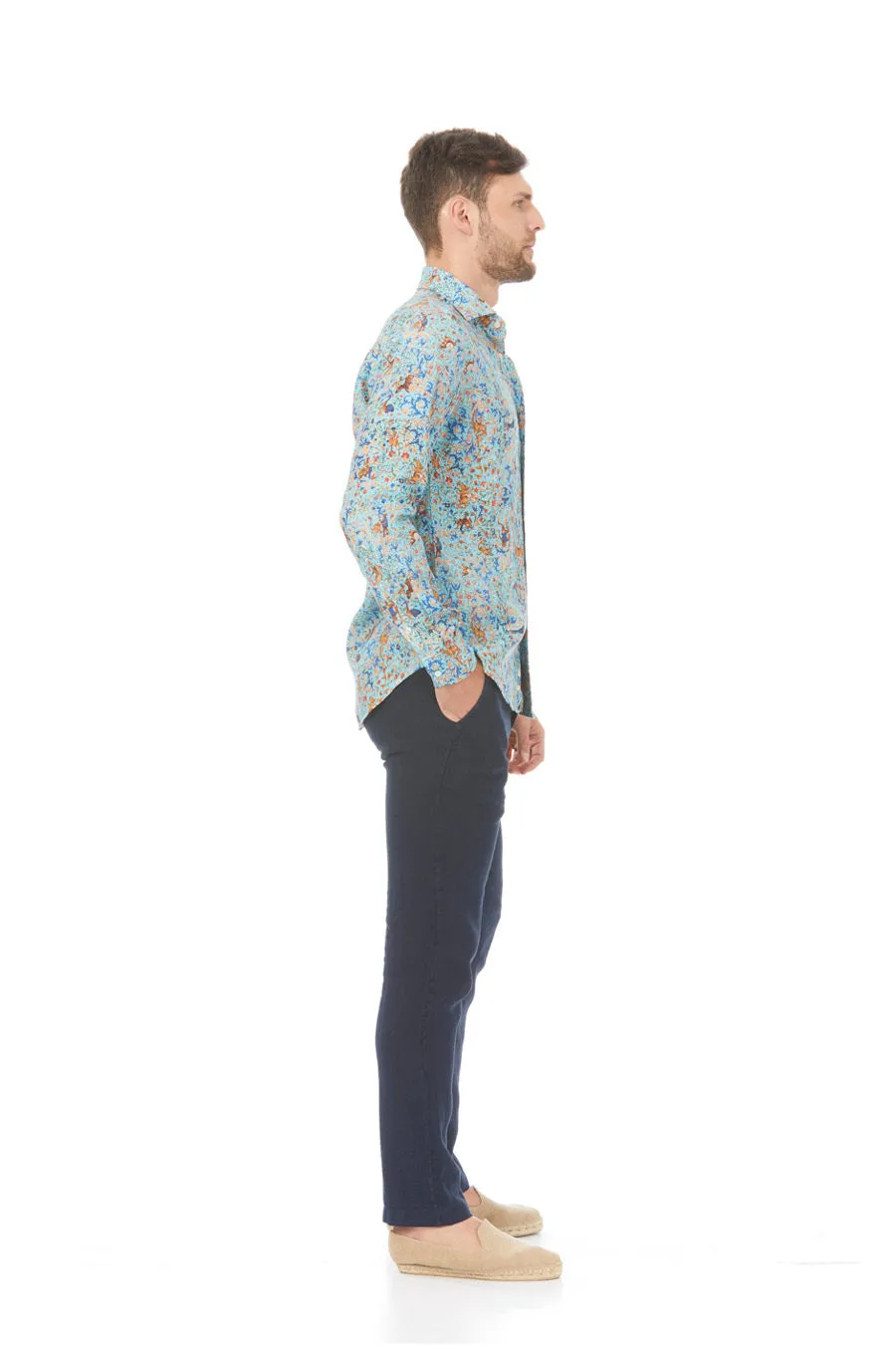 lorenzo linen shirt sky blue