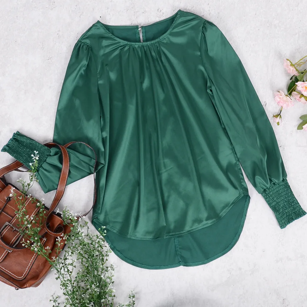 Lux Smocked Cuff Long Sleeve Top